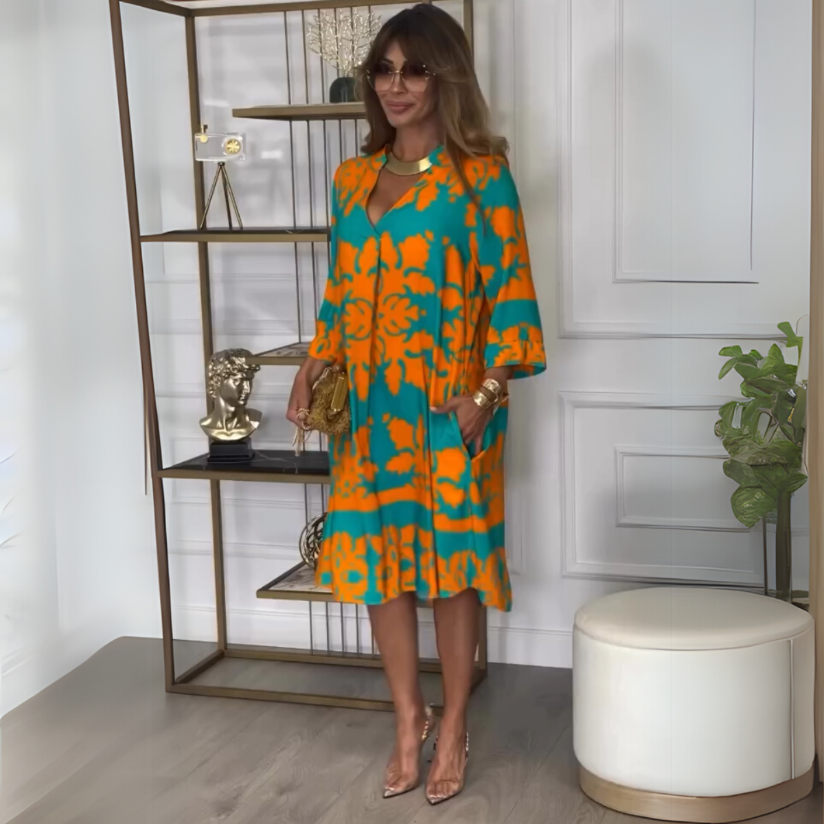 Lena™ | Fließendes Kleid mit sanftem Druck