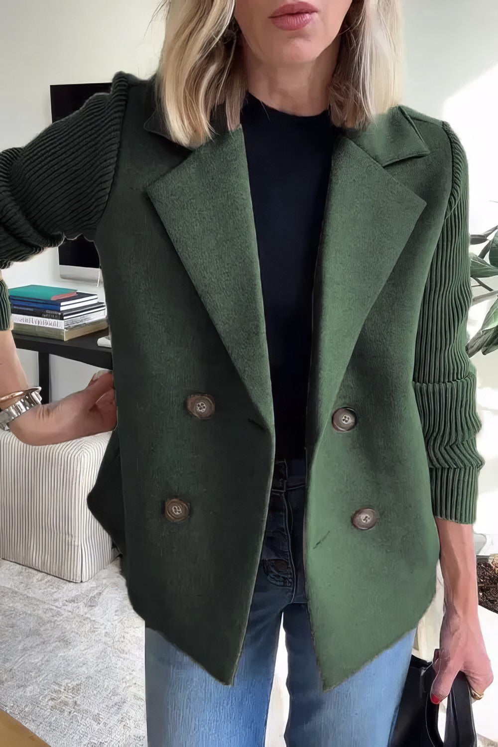 Luca | Langer Cardigan mit Patchwork-Ärmeln, Trendy und Chic
