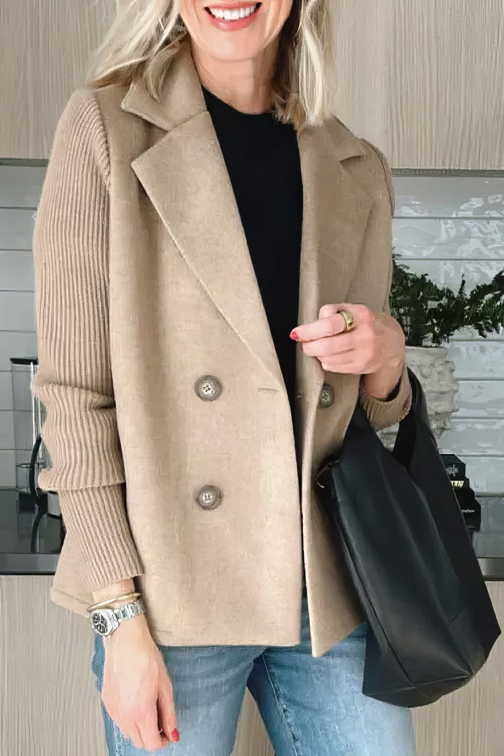 Luca | Langer Cardigan mit Patchwork-Ärmeln, Trendy und Chic