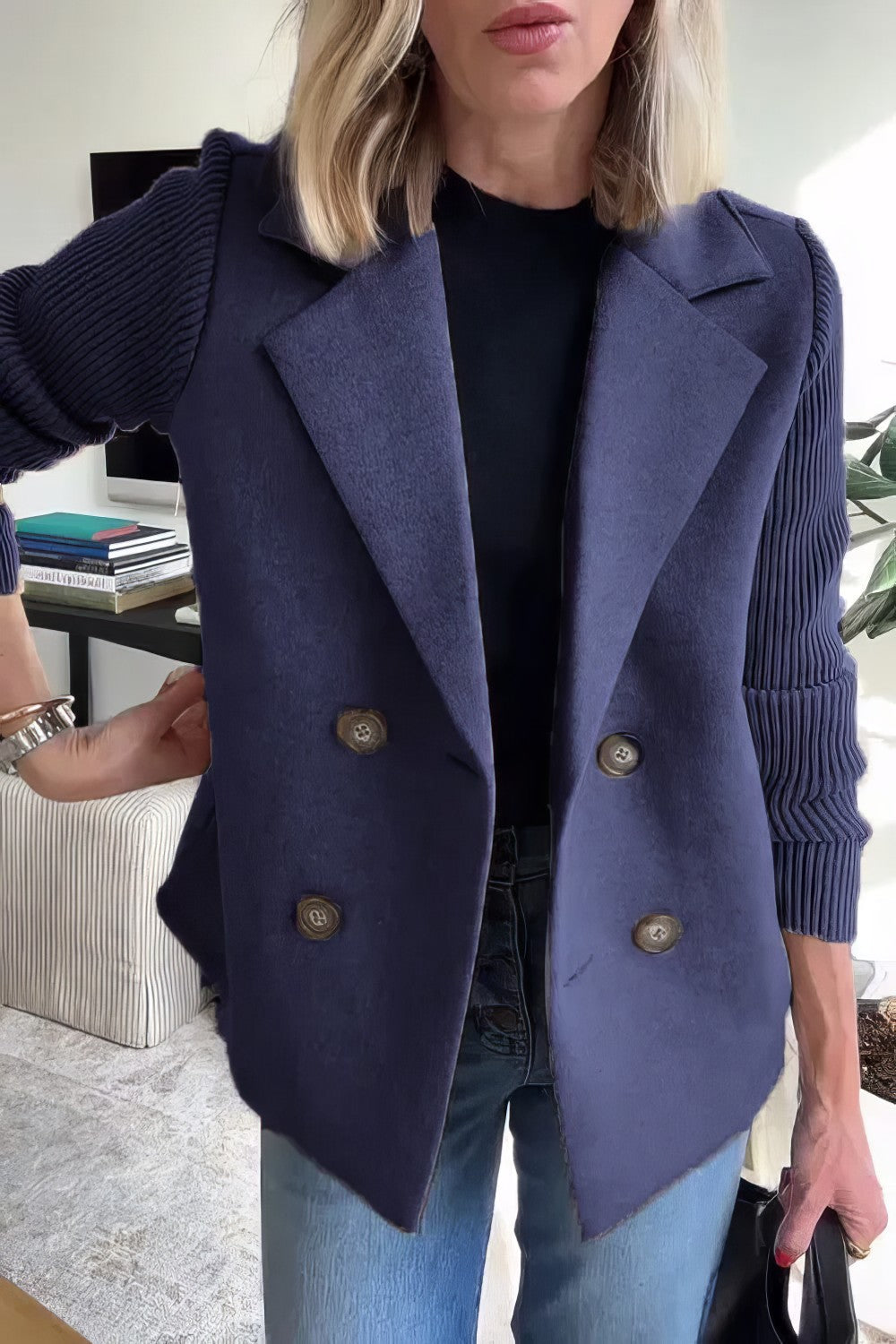 Luca | Langer Cardigan mit Patchwork-Ärmeln, Trendy und Chic